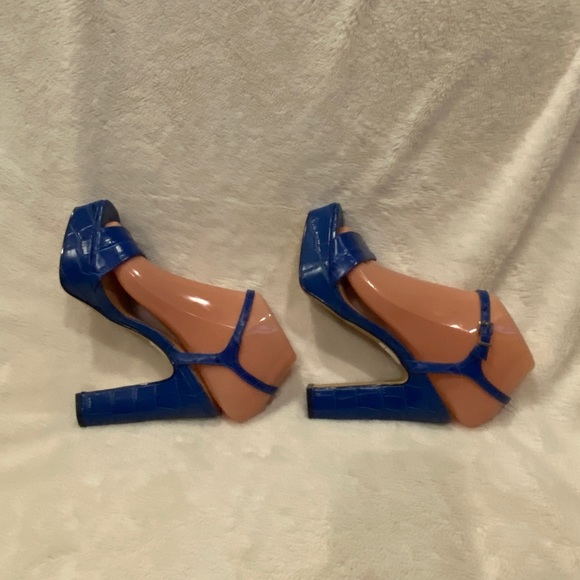 Dune London Matche Crocodile Embossed Leather Platform Dress Sandals Sz 6.5 NWOB - Picture 11 of 16